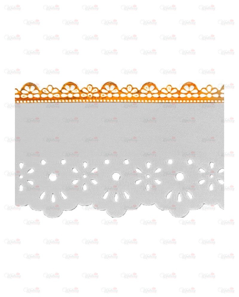 Лента кружевная атласная модель "Ромашка с золотой каемкой" 7см