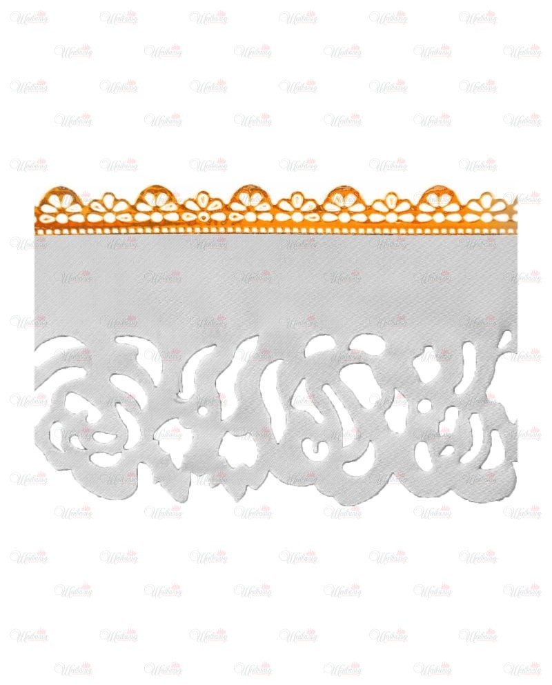 Лента кружевная атласная модель "Розы с золотой каемкой" 7см