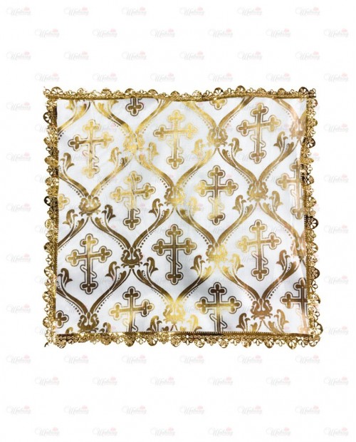 Платочек ритуальный в руку "Золотые кресты"