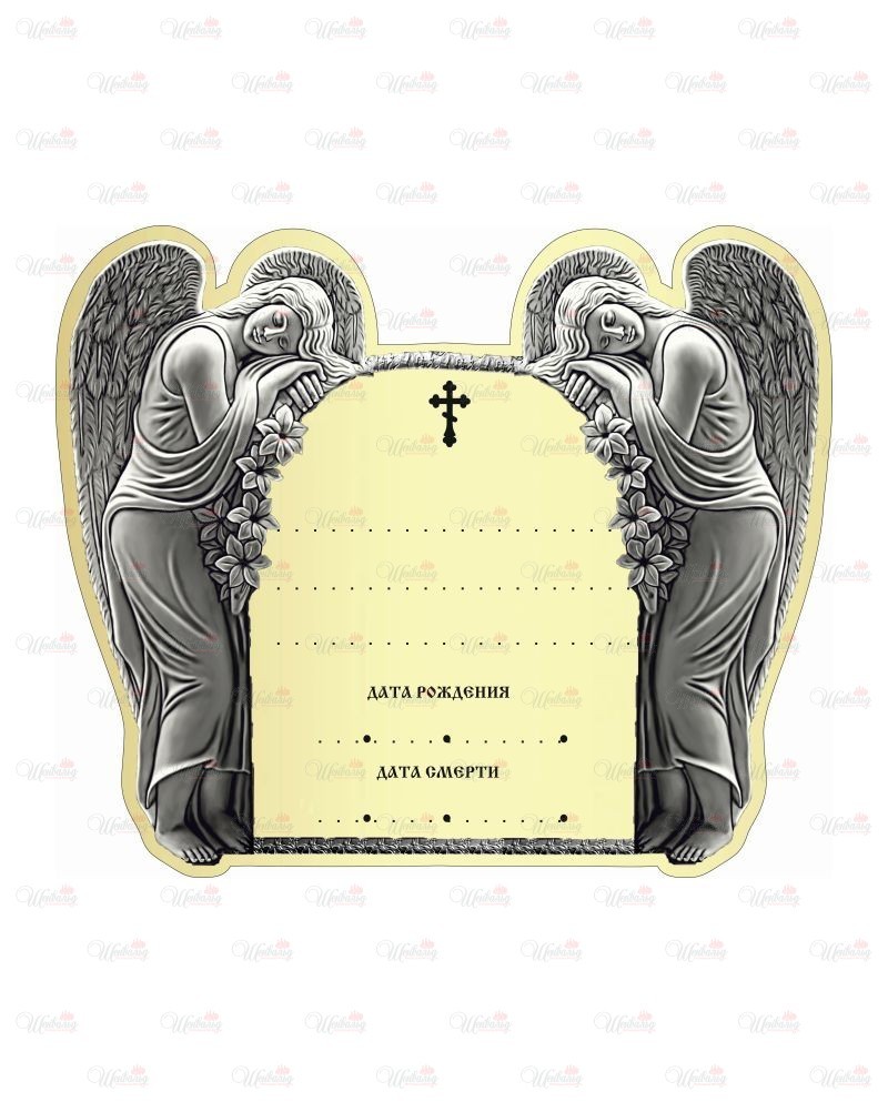 Табличка фигурная акриловая с фотопечатью модель "2 ангела" зеркальная